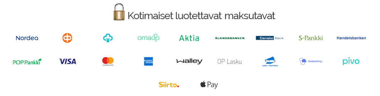 Kaikki kotimaiset luotettavat maksutavat