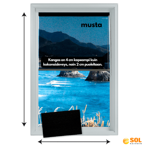 Musta screen rullaverho kangas ikkunassa