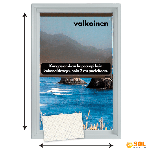 Valkoinen screen rullaverho kangas ikkunassa